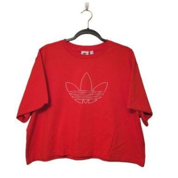 Adidas Womens Top Red  XL Oversized Logo Plus Size NEW - Picture 6 of 6